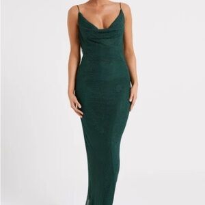 Meshki Madelaine Diamanté Mesh Cowl Maxi Dress